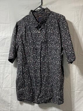 Denver Hayes Gray Shirt with Pink, White & Maroon Floral Print